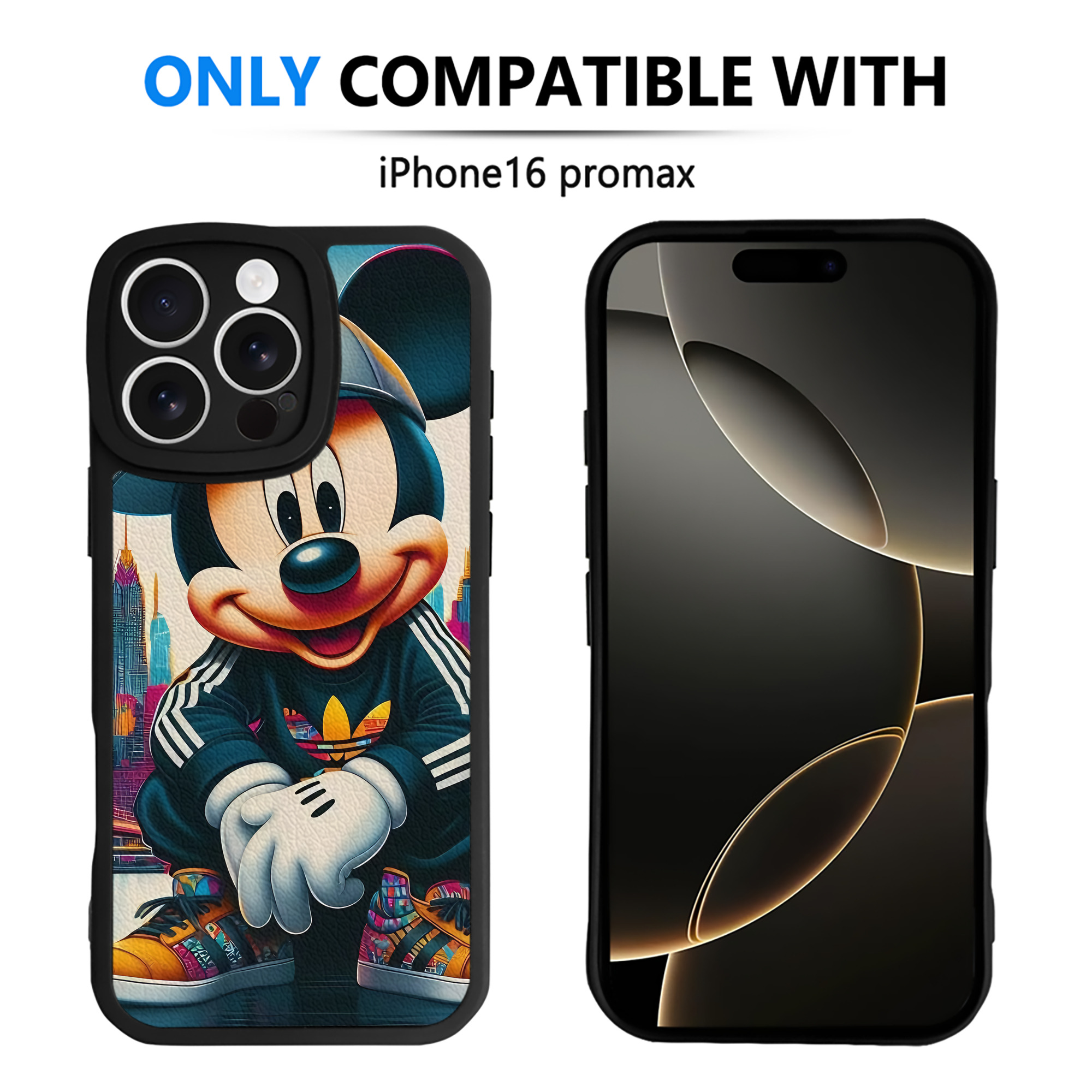 （画像用） ミッキーマウス Mickey Mouse 【iPhone 16シリーズ対応】シリコンスマホケース（レザー調） 材質：シリコン